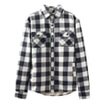 thumbnail image 1 of Mens Flannel Shirts Long Sleeve Sherpa Lined Thermal Jacket Thicke Warm Casual Loose Button Down Plaid Shirt (XL, Black), 1 of 9
