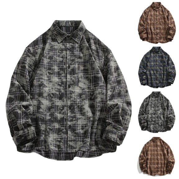 Mens Flannel Shirts Long Sleeve Thickened Loose Plus Size Shirt Casual Button Down Tops for Men Green XXXXL