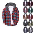 thumbnail image 1 of Mens Flannels Dqueduo Men's Flannel Plaid Long Sleeve Hooded Button Front Chest Pocket Casual Shirt Jacket Multicolor XXL, 1 of 7