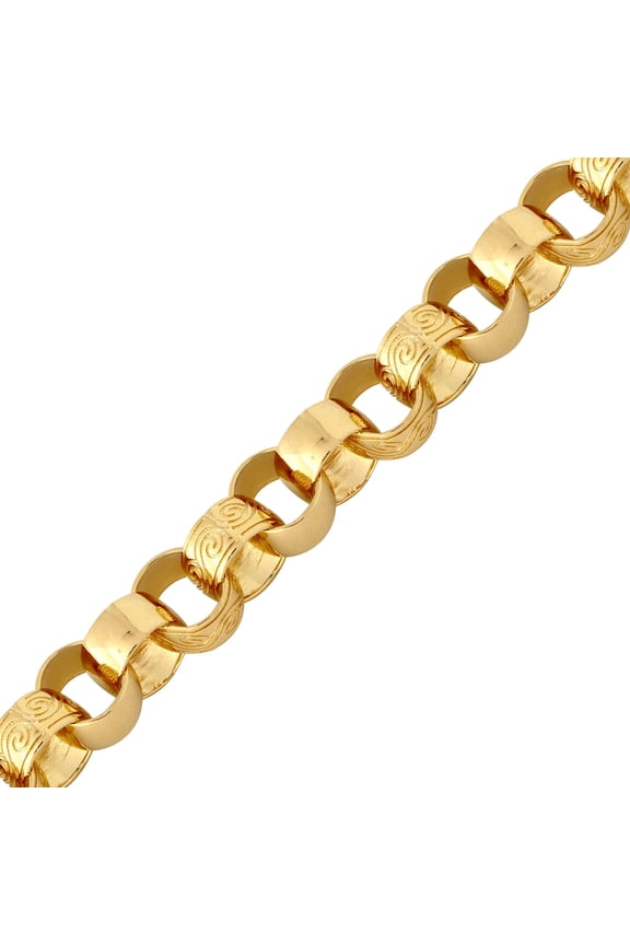 Mens Flash-plated Solid Brass Jewelco London Belcher 11mm Chain Necklace