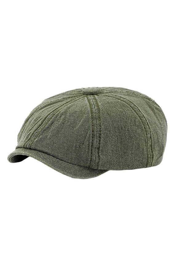 Mens Flat Cap 8 Panel Washed Corduroy Outdoor Sun Protection Newsboy Cap,Color:Green,Size:One Size
