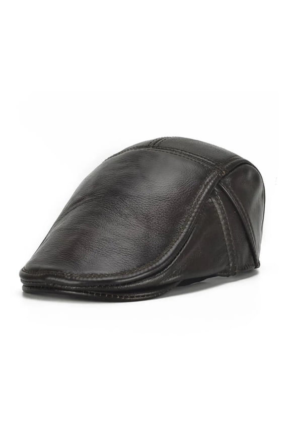 Mens Flat Caps Real Leather Hats Berets Male Genuine Leather Cowskin Adjustable Ivy Cap Classic Driving Cabbie Caps ,Unique Design
