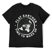 Mens Flat Earther T Shirt Time To Wake Up World Conspiracy Gifts Black