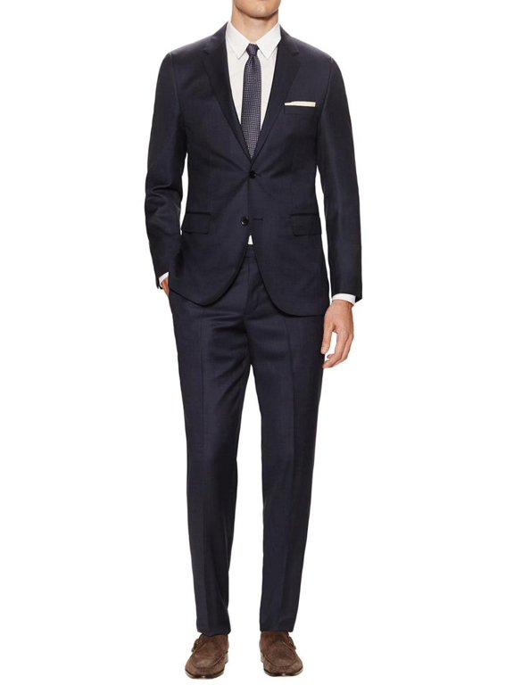 Mens Flat Front Pant 2-piece Blue Gray Birdseye Cotton