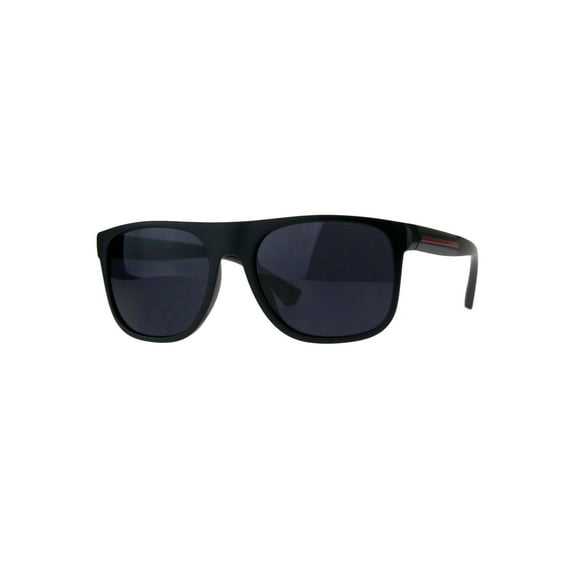 Mens Flat Top Designer Rectangular Mobster Black Lens Sunglasses Matte Black