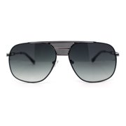 Mens Flat Top Racer Mobster Metal Rim Retro Luxe Fashion Sunglasses Black - Green Smoke