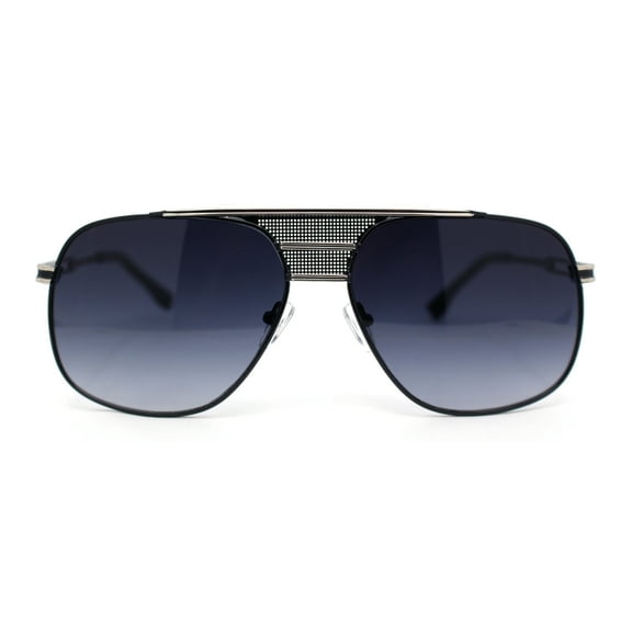 Mens Flat Top Racer Mobster Metal Rim Retro Luxe Fashion Sunglasses Black - Smoke