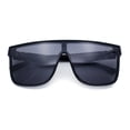 thumbnail image 1 of Mens Flat Top Shield Rectangle Oversized Hipster Horn Rim Plastic Sunglasses All Black, 1 of 1