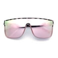thumbnail image 1 of Mens Flat Top Shield Rectangle Oversized Hipster Horn Rim Plastic Sunglasses Pink Tortoise - Pink Mirror, 1 of 1