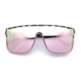 thumbnail image 1 of Mens Flat Top Shield Rectangle Oversized Hipster Horn Rim Plastic Sunglasses Pink Tortoise - Pink Mirror, 1 of 1