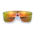 thumbnail image 1 of Mens Flat Top Shield Rectangle Oversized Hipster Horn Rim Plastic Sunglasses White Red - Orange Mirror, 1 of 1