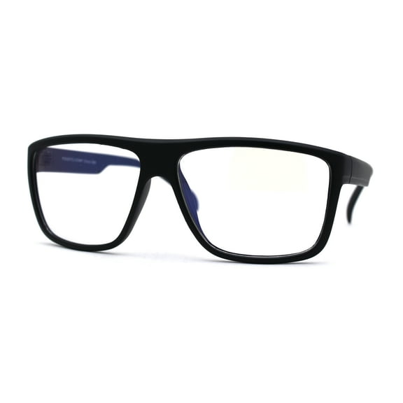 Mens Flat Top Sport 100% Blue Light Flitering Computer Glasses Matte Black