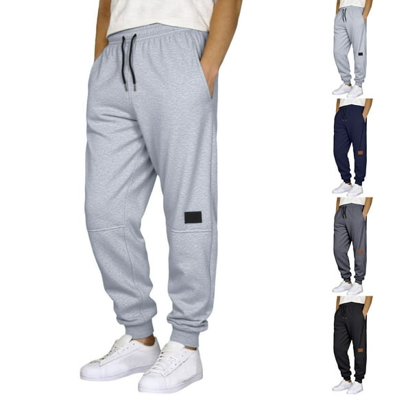 Mens Active Athletic Workout Jogger Sweatpants for Men with Pocket and Drawstring Elastic Bottom, Relaxed Fit, Moisture Wicking, Breathable (Black,Large)