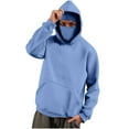 thumbnail image 1 of Mens Fleece Balaclava Hoodie Fashion Face Mask Long Sleeve Hooded Sweatshirt Loose Lightweight Fall Winter Pullover Solid Color Hoodie with Pocket, 1 of 4