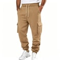thumbnail image 1 of Mens Fleece Cargo Sweatpants Drawstring Elastic Waist Taper Leg Baggy Joggers Multi-Pocket Athletic Casual Pants, 1 of 5