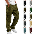 thumbnail image 1 of Mens Fleece Cargo Sweatpants Heavyweight Elastic Waist Pants with Pockets Baggy Drawstring Jogger Pants Army Green L, 1 of 8