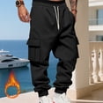 thumbnail image 1 of Mens Fleece Cargo Sweatpants Heavyweight Elastic Waist Pants with Pockets Baggy Drawstring Jogger Pants Black S, 1 of 5