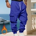 thumbnail image 1 of Mens Fleece Cargo Sweatpants Heavyweight Elastic Waist Pants with Pockets Baggy Drawstring Jogger Pants Royal Blue L, 1 of 6