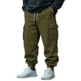 thumbnail image 1 of Mens Fleece Cargo Sweatpants Heavyweight Elastic Waist Pants with Pockets Baggy Drawstring Jogger Pants, 1 of 6
