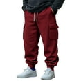 thumbnail image 1 of Mens Fleece Cargo Sweatpants Heavyweight Elastic Waist Pants with Pockets Baggy Drawstring Jogger Pants, 1 of 6