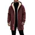 thumbnail image 1 of Mens Fleece Coat Full Zip Hoodie Casual Solid Color Outdoor Pocket Long Sleeve Warm Hoodie Coat, 1 of 6