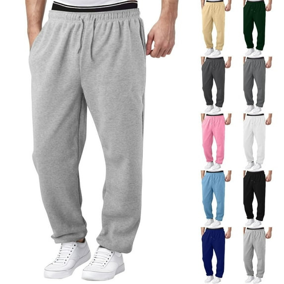 Mens Fleece Deep Pocket Sweatpants - Straight Leg, Loose Fit, Open Bottom for Lounge & Athletic Wear Dark Blue 2XL