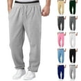thumbnail image 1 of Mens Fleece Deep Pocket Sweatpants - Straight Leg, Loose Fit, Open Bottom for Lounge & Athletic Wear Light Gray M, 1 of 6
