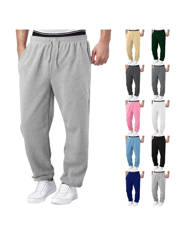 Mens Fleece Deep Pocket Sweatpants - Straight Leg, Loose Fit, Open Bottom for Lounge & Athletic Wear Yellow XL