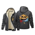 thumbnail image 1 of Mens Fleece Hooded Thick Sweatshirt with Funny Letter Print Zipper Warm Winter Outwear Layering Ideal for All Seasons A-Grey L, 1 of 5