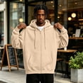 thumbnail image 1 of Mens Fleece Hoodie Full Zip Hooded Sweatshirt Big and Tall Long Sleeve Oversized Solid Color Casual Jacket Front Pockets, 1 of 9