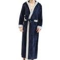 thumbnail image 1 of Mens Fleece Hoodie Robe Plush Soft Warm Long Bathrobe Wrap Style Mid Length Flannel Pajamas Bathrobes, 1 of 6