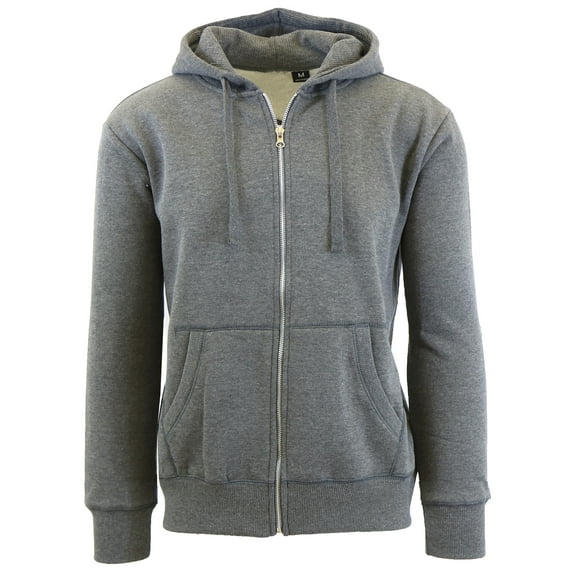 Mens Fleece Hoodie With Thermal Lined Hood Slim Fit Zip-Up Sweater
