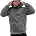 thumbnail image 1 of Mens Fleece Hoodies Pullover Teddy Fleece Hooded Jumper Hooded Sweater Hoody Tops Plain Winter Warm Oversized Plush Fluffy Sweatshirt with Pocket UK Size 8-18, 1 of 3