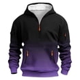 thumbnail image 1 of Mens Fleece Hoodies With Zipper Pockets Quarter Zip Gradient Color Pullover Long Sleeve Hooded Sweatshirt Tops, 1 of 5