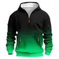thumbnail image 1 of Mens Fleece Hoodies With Zipper Pockets Quarter Zip Gradient Color Pullover Long Sleeve Hooded Sweatshirt Tops, 1 of 5