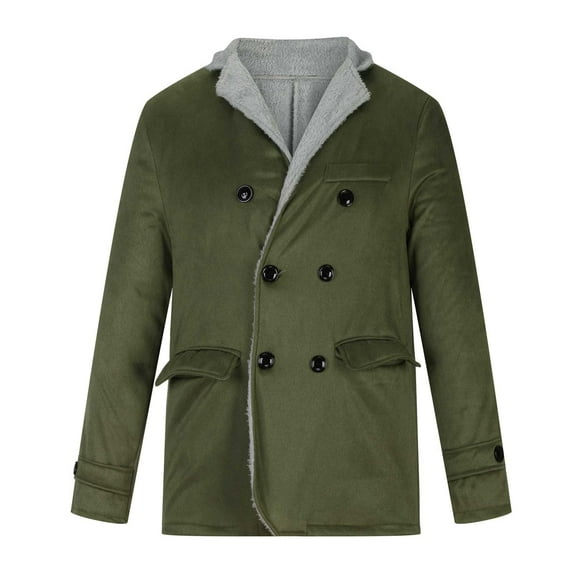 Mens Fleece Jacket Button Lapel Cardigan chamarras para hombre Thick Sherpa Lined Warm Pockets Winter Coats