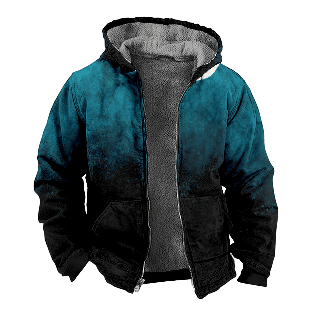 Mens Fleece JacketColorful Splash Graphics Full Zip Hoodie Jacket for Men,Winter Warm Cozy