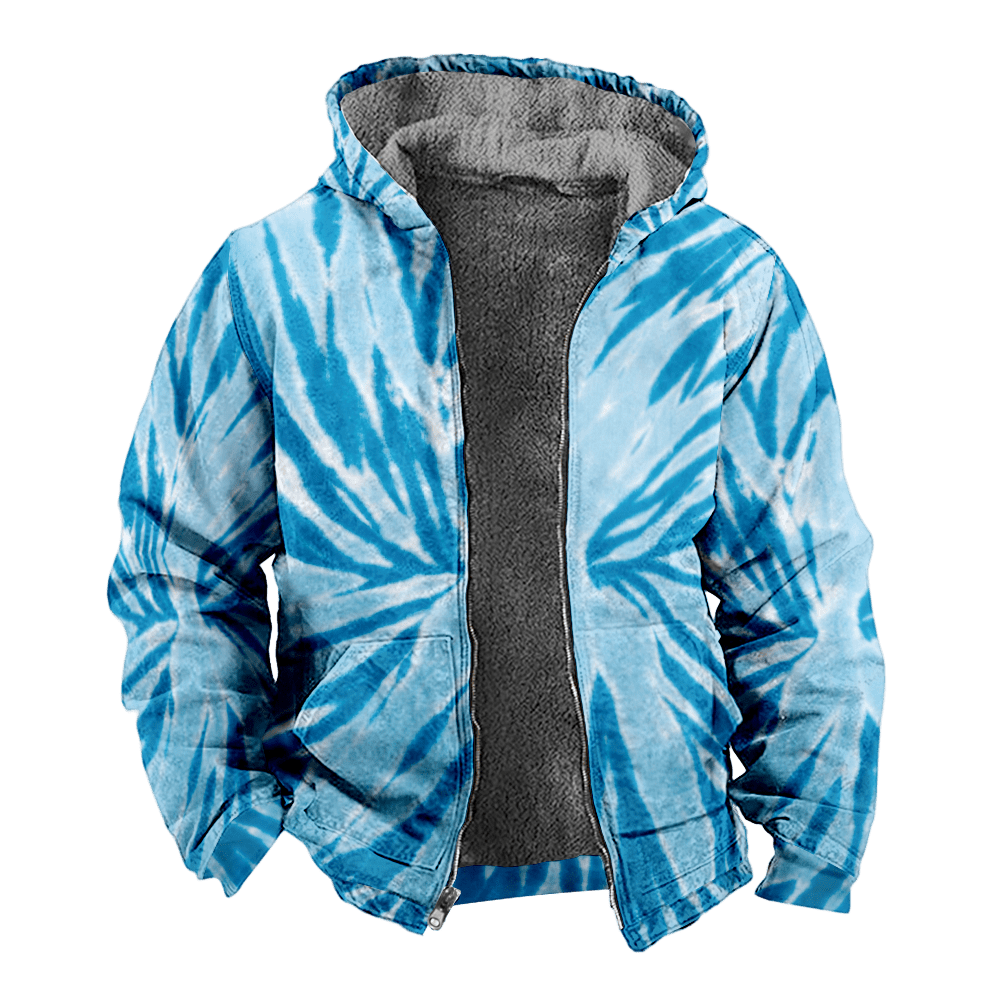 Mens Fleece JacketColorful Splash Graphics Full Zip Hoodie Jacket for