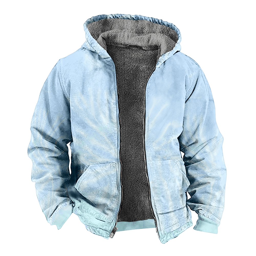 Mens Fleece JacketColorful Splash Graphics Full Zip Hoodie Jacket for Men,Winter Warm Cozy