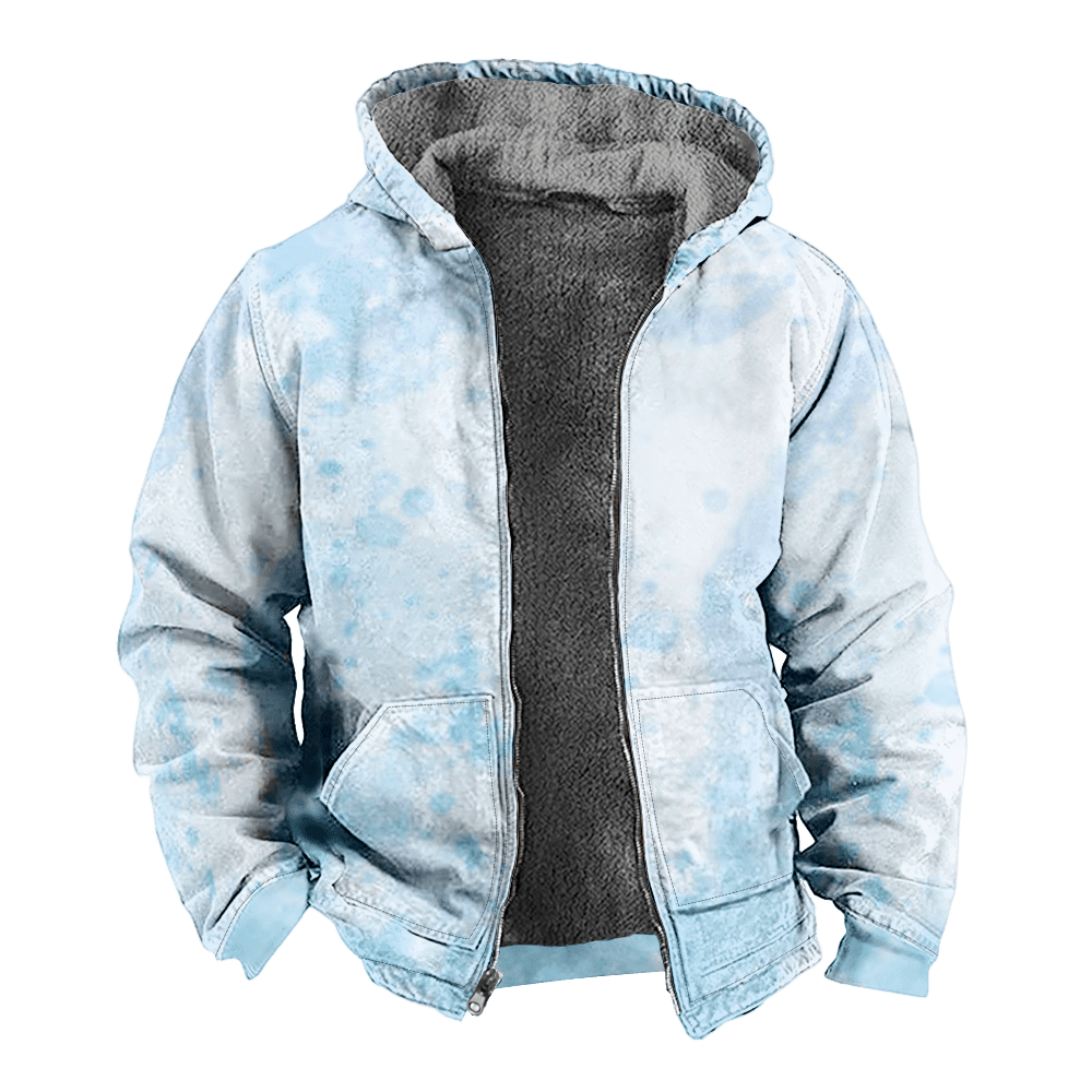 Mens Fleece JacketColorful Splash Graphics Full Zip Hoodie Jacket for