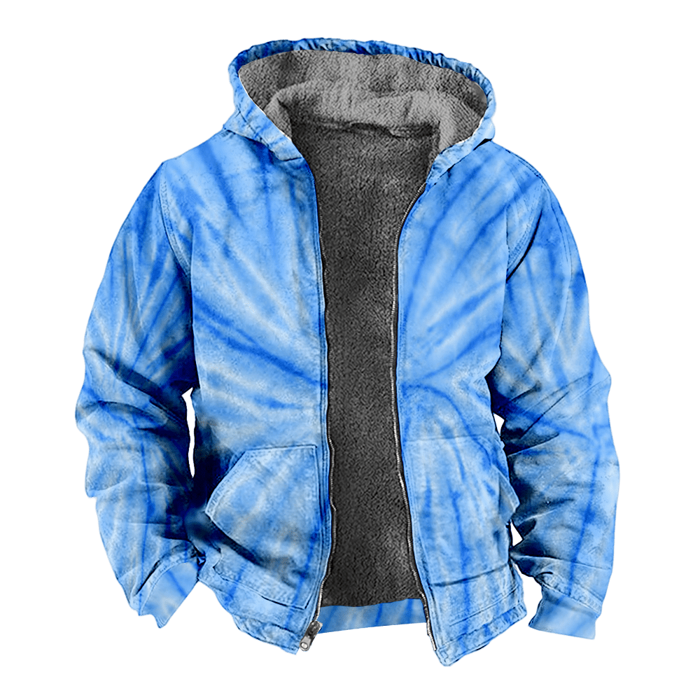 Mens Fleece JacketColorful Splash Graphics Full Zip Hoodie Jacket for