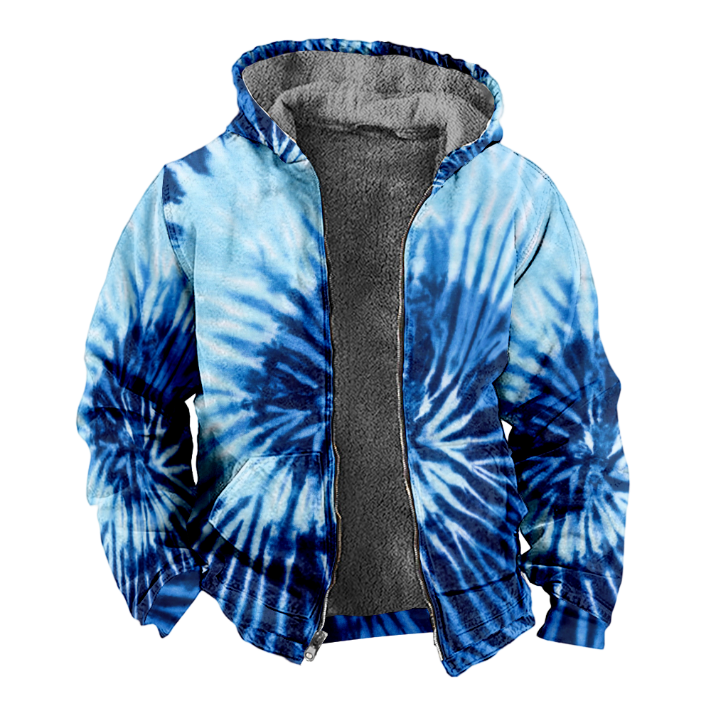 Mens Fleece JacketColorful Splash Graphics Full Zip Hoodie Jacket for Men,Winter Warm Cozy