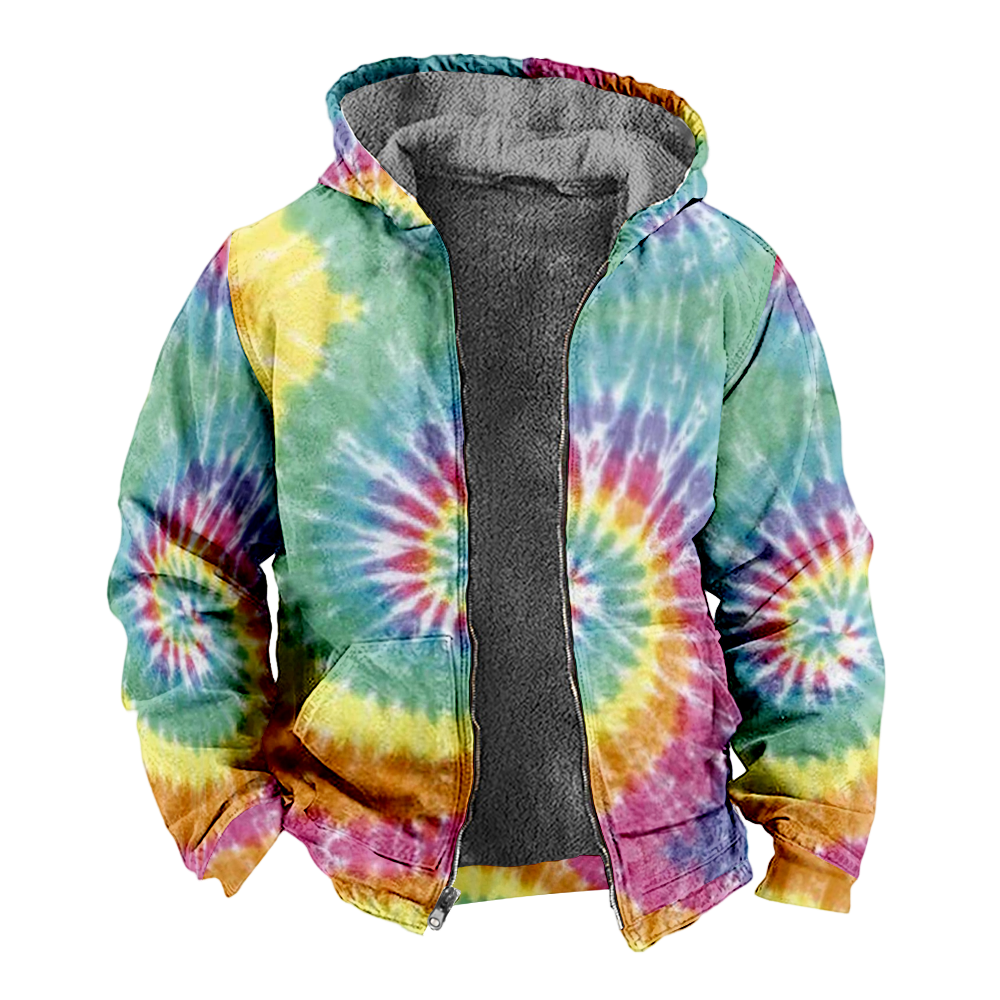 Mens Fleece JacketColorful Splash Graphics Full Zip Hoodie Jacket for Men,Winter Warm Cozy