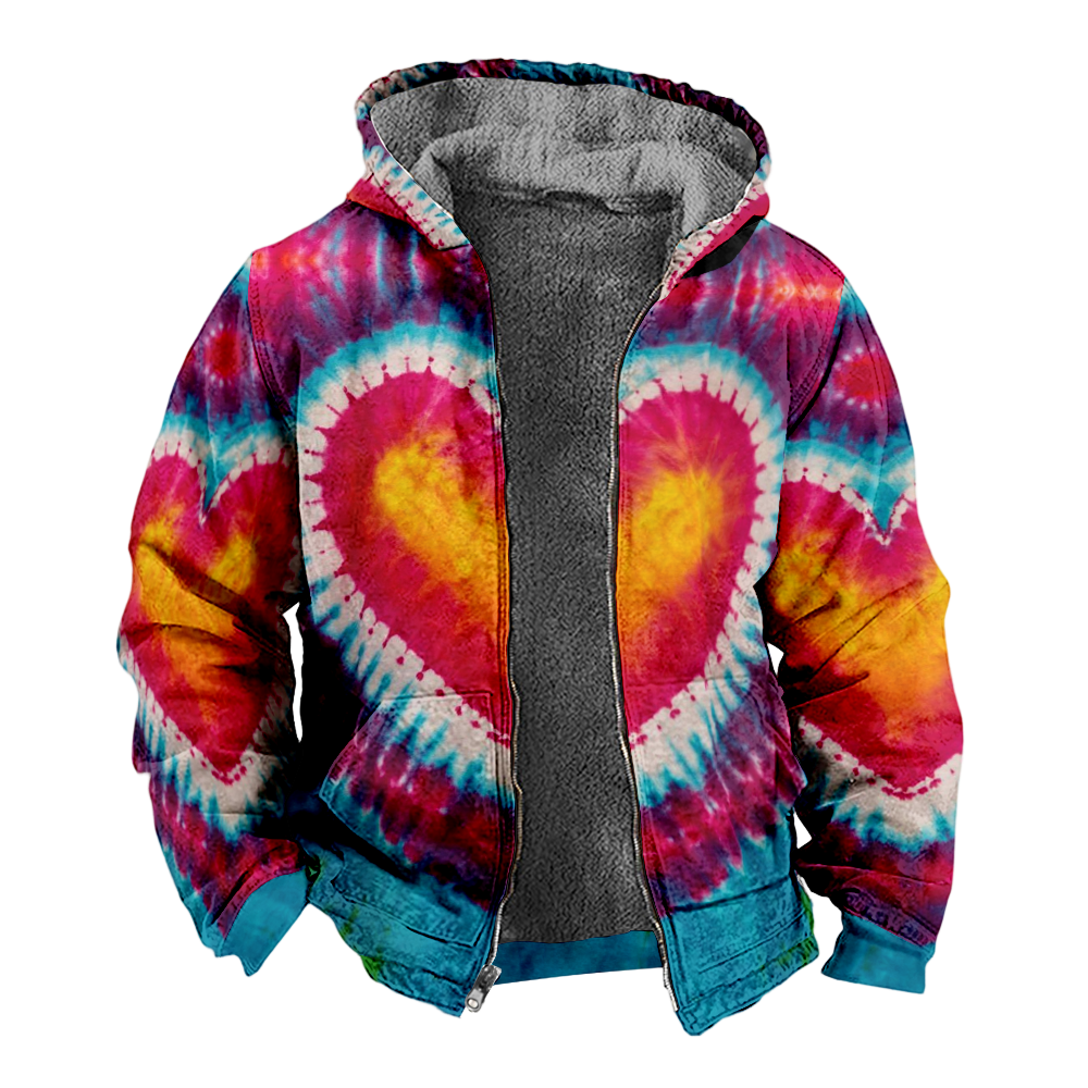Mens Fleece JacketColorful Splash Graphics Full Zip Hoodie Jacket for Men,Winter Warm Cozy