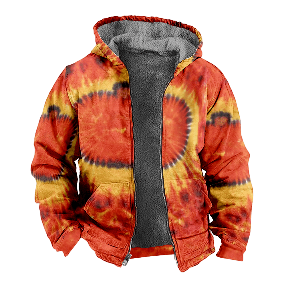 Mens Fleece JacketColorful Splash Graphics Full Zip Hoodie Jacket for Men,Winter Warm Cozy