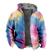 Mens Fleece Jacket-Colorful Splash Graphics Full Zip Hoodie Jacket for Men,Winter Warm Cozy Fleece Hoodie Jacket,Pink Orange(XS,ARHL)