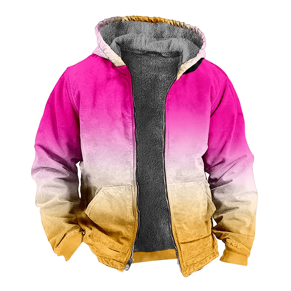 Mens Fleece JacketColorful Splash Graphics Full Zip Hoodie Jacket for Men,Winter Warm Cozy