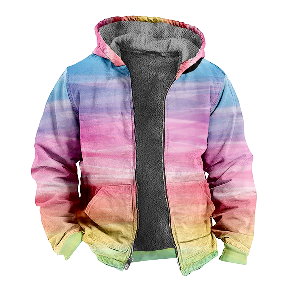 Mens Fleece JacketColorful Splash Graphics Full Zip Hoodie Jacket for Men,Winter Warm Cozy