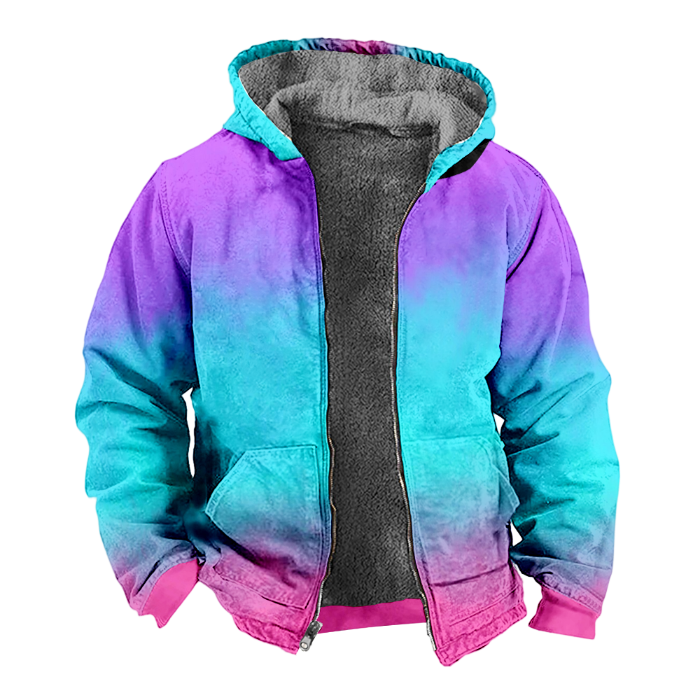 Mens Fleece JacketColorful Splash Graphics Full Zip Hoodie Jacket for Men,Winter Warm Cozy