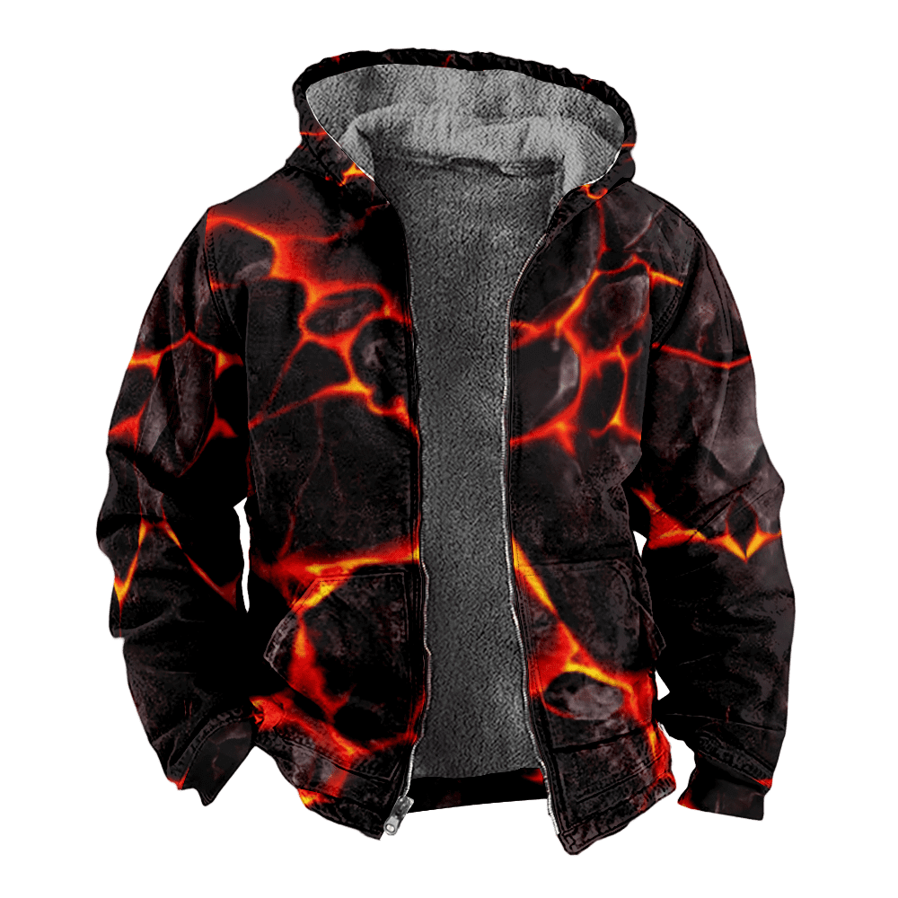 Mens Fleece JacketMagic Technology Crack Cool Graphics Full Zip Hoodie